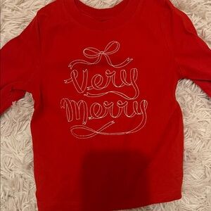 Red Kids Shirt with 'Very Merry' Design